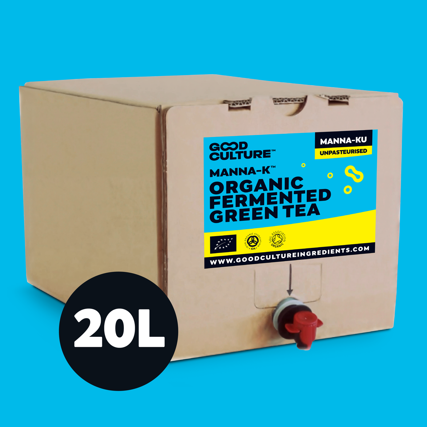 20 Litre Unpasteurised Manna-K - Green Tea Kombucha – Makes 400 Litres